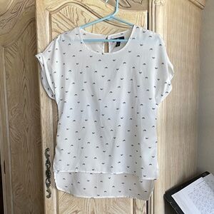 GAP High-Low White Blouse with Bicycle Pattern